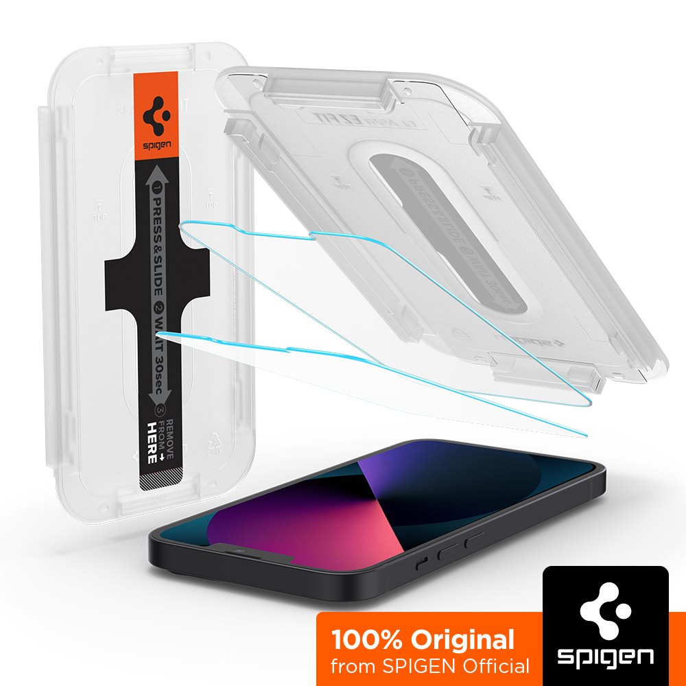 SPIGEN 2PACK Screen Protector for iPhone 14 / iPhone 13 Pro & 13 [Glas.tR EZ Fit] Auto-Installation Kit for flawless application / iPhone 14 Screen Protector / iPhone 14 Glass / iPhone 13 Pro Screen P